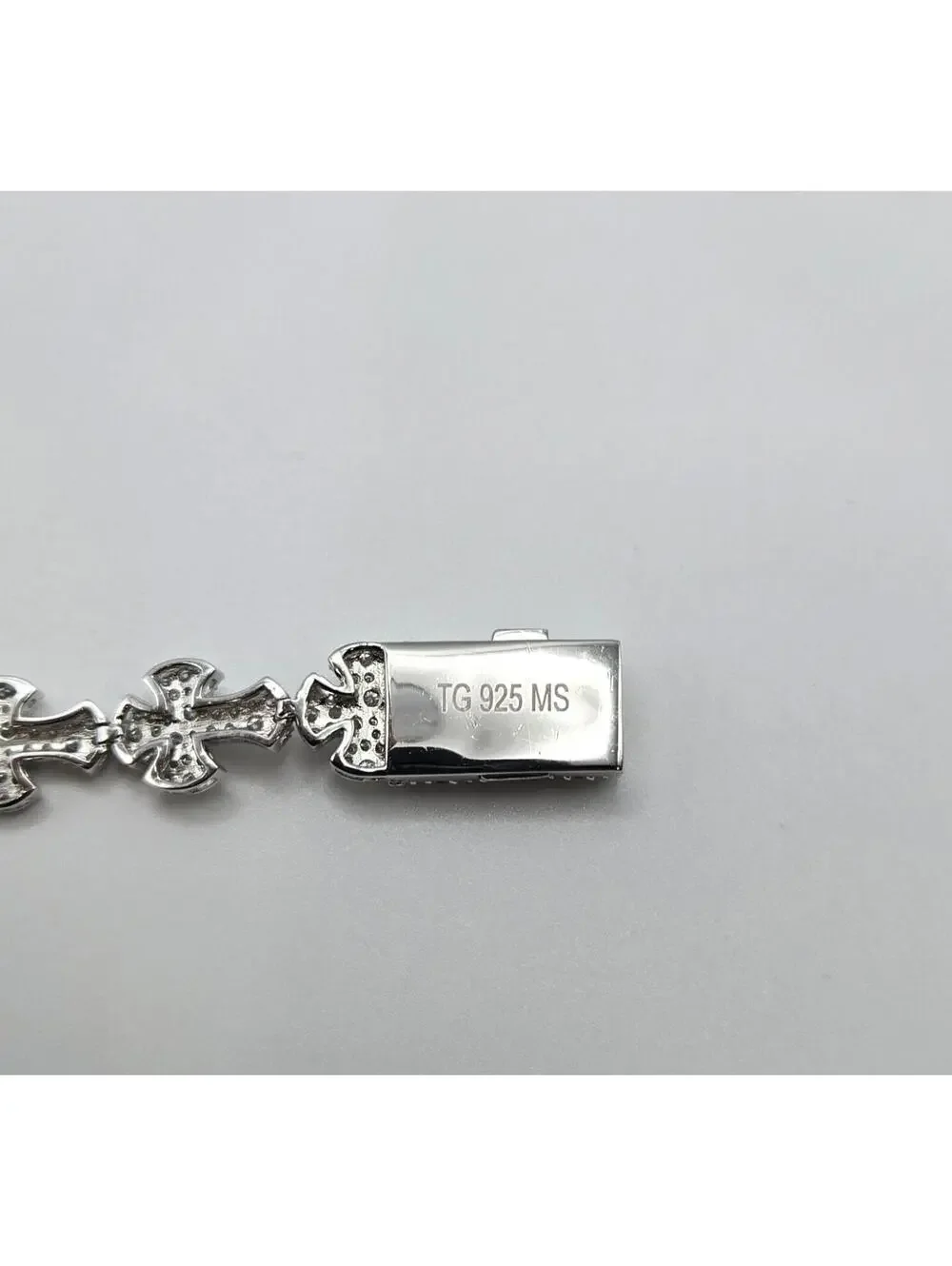 Real MOISSANITE Jesus Face & Cross Bracelet, 925 Sterling Silver, 9in Icey